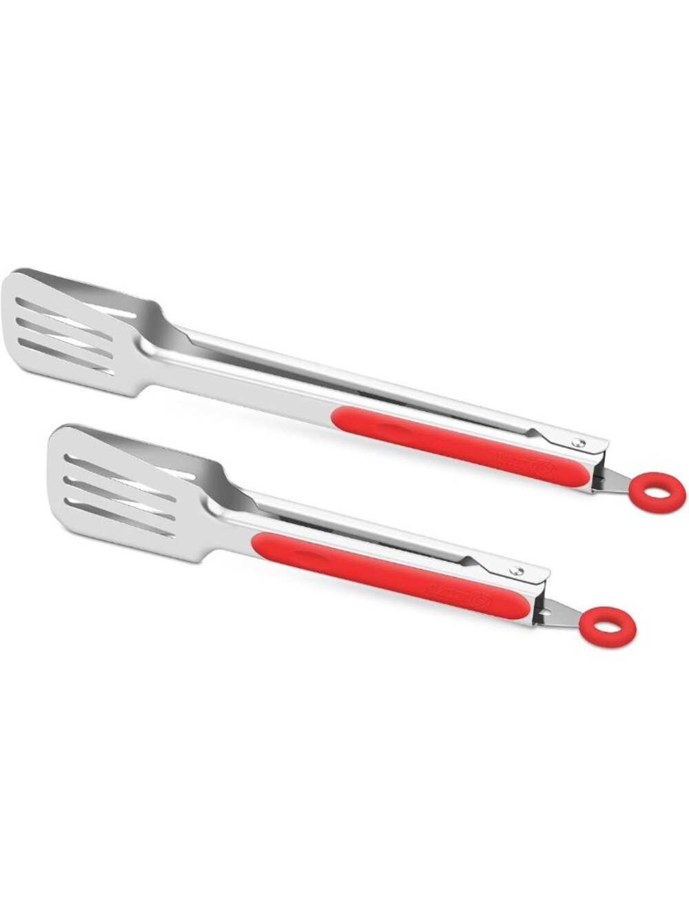 Stainless Steel Kitchen & Grill Tongs Set of 2 - 9 & 12 Inch, Red Color